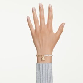 Náramek Idyllia Crystal Pearl, kulatý brus, medvídek, zlatý odstín, pozlacený Náramek Idyllia Crystal Pearl, kulatý brus, medvídek, zlatý odstín, pozlacený
