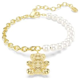 Náramek Idyllia Crystal Pearl, kulatý brus, medvídek, zlatý odstín, pozlacený Náramek Idyllia Crystal Pearl, kulatý brus, medvídek, zlatý odstín, pozlacený