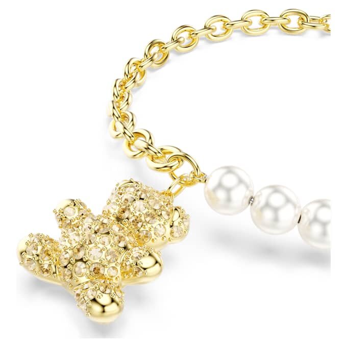 Náramek Idyllia Crystal Pearl, kulatý brus, medvídek, zlatý odstín, pozlacený Náramek Idyllia Crystal Pearl, kulatý brus, medvídek, zlatý odstín, pozlacený