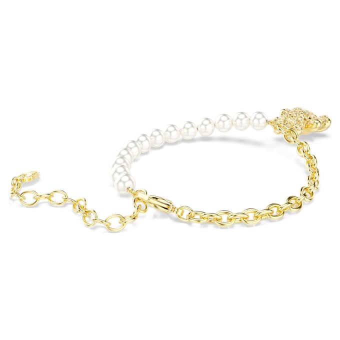 Náramek Idyllia Crystal Pearl, kulatý brus, medvídek, zlatý odstín, pozlacený Náramek Idyllia Crystal Pearl, kulatý brus, medvídek, zlatý odstín, pozlacený
