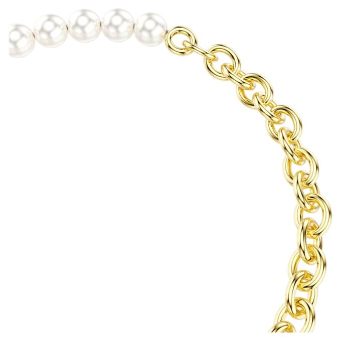 Náramek Idyllia s křišťálovými perličkami, bílý, pozlacený Náramek Idyllia s křišťálovými perličkami, bílý, pozlacený