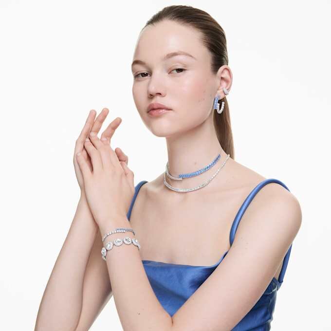 Matrix Choker s různými briliantovými výbrusy, modrý, pokovený rhodiem Matrix Choker s různými briliantovými výbrusy, modrý, pokovený rhodiem