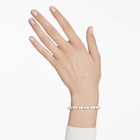 Náramek Matrix Tennis Crystal Pearl, kulatý brus, bílý, pokovený rhodiem Náramek Matrix Tennis Crystal Pearl, kulatý brus, bílý, pokovený rhodiem