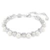 Náramek Matrix Tennis Crystal Pearl, kulatý brus, bílý, pokovený rhodiem Náramek Matrix Tennis Crystal Pearl, kulatý brus, bílý, pokovený rhodiem