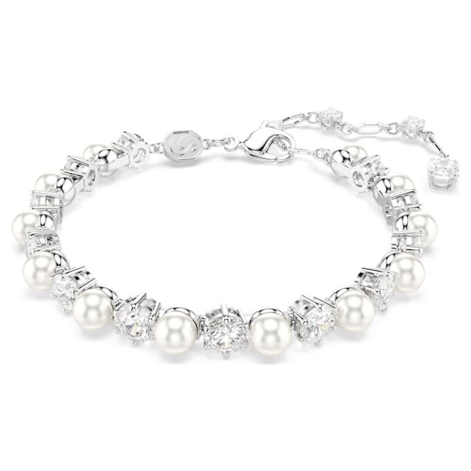 Náramek Matrix Tennis Crystal Pearl, kulatý brus, bílý, pokovený rhodiem Náramek Matrix Tennis Crystal Pearl, kulatý brus, bílý, pokovený rhodiem