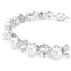 Náramek Matrix Tennis Crystal Pearl, kulatý brus, bílý, pokovený rhodiem Náramek Matrix Tennis Crystal Pearl, kulatý brus, bílý, pokovený rhodiem