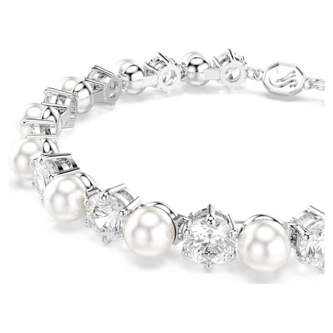 Náramek Matrix Tennis Crystal Pearl, kulatý brus, bílý, pokovený rhodiem Náramek Matrix Tennis Crystal Pearl, kulatý brus, bílý, pokovený rhodiem