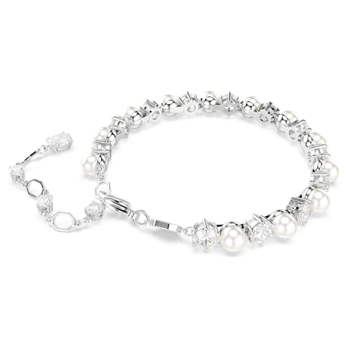 Náramek Matrix Tennis Crystal Pearl, kulatý brus, bílý, pokovený rhodiem Náramek Matrix Tennis Crystal Pearl, kulatý brus, bílý, pokovený rhodiem