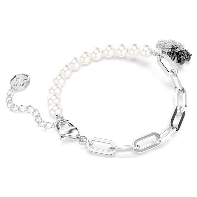 Náramek Swan Crystal Pearl, labuť, černý, povrchová úprava z kombinace kovů Náramek Swan Crystal Pearl, labuť, černý, povrchová úprava z kombinace kovů