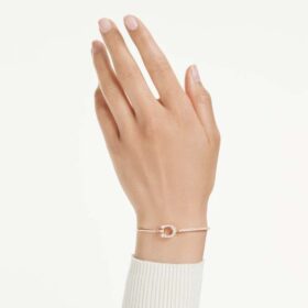 Náramek Symbolica Pavé, podkova, bílý, pozlacený v odstínu růžového zlata Náramek Symbolica Pavé, podkova, bílý, pozlacený v odstínu růžového zlata