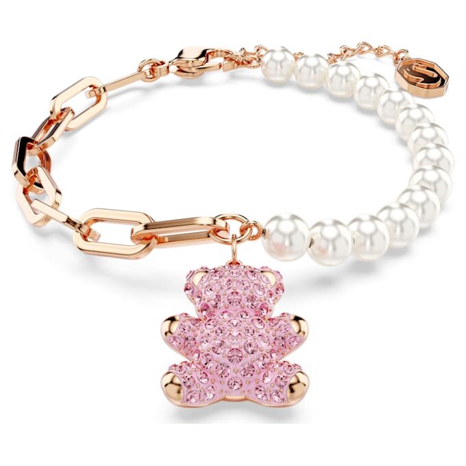 Náramek Teddy Crystal Pearl, medvídek, růžový, pokovený v odstínu růžového zlata Náramek Teddy Crystal Pearl, medvídek, růžový, pokovený v odstínu růžového zlata