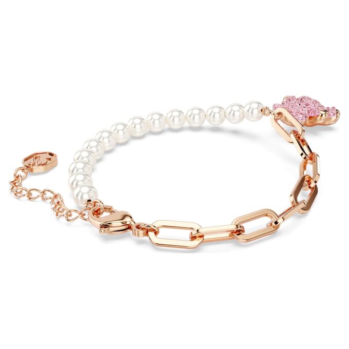 Náramek Teddy Crystal Pearl, medvídek, růžový, pokovený v odstínu růžového zlata Náramek Teddy Crystal Pearl, medvídek, růžový, pokovený v odstínu růžového zlata