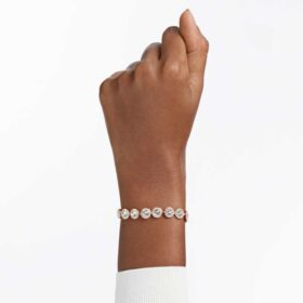 Náramek Una Angelic s kulatými kameny, pavé, střední velikost, bílý, s povrchovou úpravou v odstínu růžového zlata Náramek Una Angelic s kulatými kameny, pavé, střední velikost, bílý, s povrchovou úpravou v odstínu růžového zlata