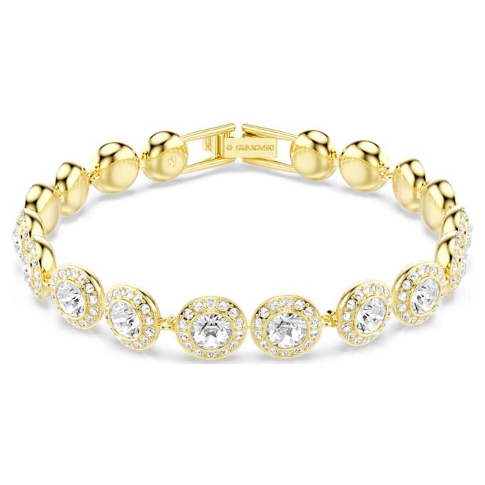 Náramek Una Angelic s kulatými krystaly, pavé, střední, bílý, pozlacený Náramek Una Angelic s kulatými krystaly, pavé, střední, bílý, pozlacený