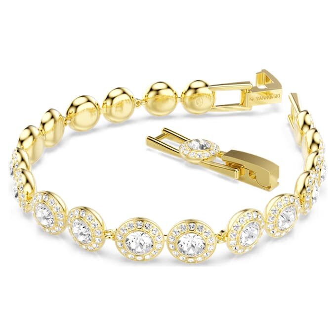 Náramek Una Angelic s kulatými krystaly, pavé, střední, bílý, pozlacený Náramek Una Angelic s kulatými krystaly, pavé, střední, bílý, pozlacený