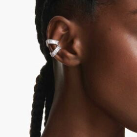 Náušnice Ariana Grande X Swarovski s bagetovým briliantovým výbrusem, bílé, pokovené rhodiem