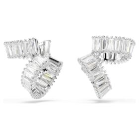 Náušnice Ariana Grande X Swarovski s bagetovým briliantovým výbrusem, bílé, pokovené rhodiem