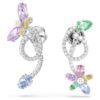 Náušnice Ariana Grande X Swarovski s ušními sponkami, smíšené briliantové výbrusy, vážka, květina, vícebarevné, pokovené rhodiem