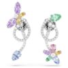 Náušnice Ariana Grande X Swarovski s ušními sponkami, smíšené briliantové výbrusy, vážka, květina, vícebarevné, pokovené rhodiem