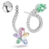 Náušnice Ariana Grande X Swarovski s ušními sponkami, smíšené briliantové výbrusy, vážka, květina, vícebarevné, pokovené rhodiem