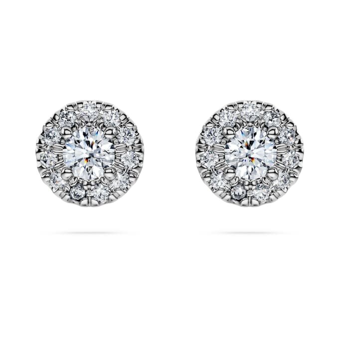 Náušnice Eternity Halo s diamanty vypěstovanými v laboratoři, 0,45 karátů celkem, kulatý tvar, stříbro 925 Náušnice Eternity Halo s diamanty vypěstovanými v laboratoři, 0,45 karátů celkem, kulatý tvar, stříbro 925