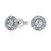 Náušnice Eternity Halo s diamanty vypěstovanými v laboratoři, 0,45 karátů celkem, kulatý tvar, stříbro 925 Náušnice Eternity Halo s diamanty vypěstovanými v laboratoři, 0,45 karátů celkem, kulatý tvar, stříbro 925