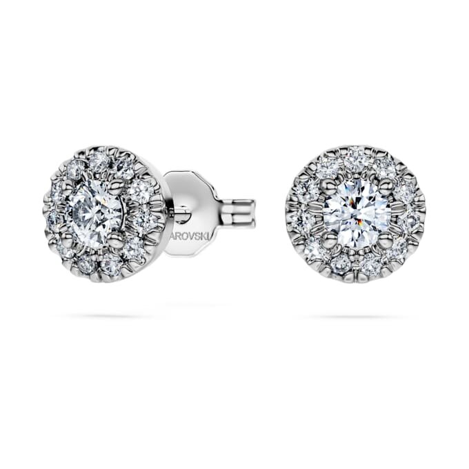 Náušnice Eternity Halo s diamanty vypěstovanými v laboratoři, 0,45 karátů celkem, kulatý tvar, stříbro 925 Náušnice Eternity Halo s diamanty vypěstovanými v laboratoři, 0,45 karátů celkem, kulatý tvar, stříbro 925
