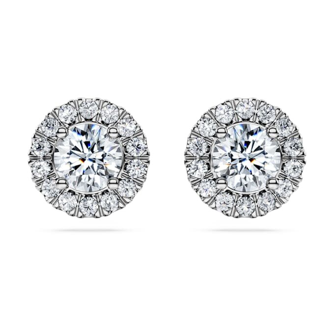 Náušnice Eternity Halo s diamanty vypěstovanými v laboratoři, celková hmotnost 2 Ct, kulatý tvar, 14K bílé zlato Náušnice Eternity Halo s diamanty vypěstovanými v laboratoři, celková hmotnost 2 Ct, kulatý tvar, 14K bílé zlato