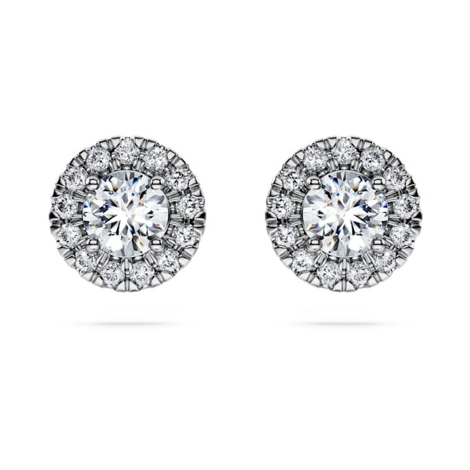 Náušnice Eternity Halo s laboratorně vypěstovanými diamanty o celkové hmotnosti 0,75 karátů, kulatý tvar, 14karátové bílé zlato Náušnice Eternity Halo s laboratorně vypěstovanými diamanty o celkové hmotnosti 0,75 karátů, kulatý tvar, 14karátové bílé zlato