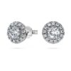 Náušnice Eternity Halo s laboratorně vypěstovanými diamanty o celkové hmotnosti 0,75 karátů, kulatý tvar, 14karátové bílé zlato Náušnice Eternity Halo s laboratorně vypěstovanými diamanty o celkové hmotnosti 0,75 karátů, kulatý tvar, 14karátové bílé zlato