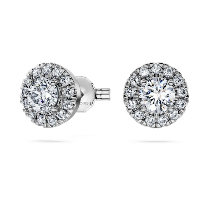 Náušnice Eternity Halo s laboratorně vypěstovanými diamanty o celkové hmotnosti 0,75 karátů, kulatý tvar, 14karátové bílé zlato Náušnice Eternity Halo s laboratorně vypěstovanými diamanty o celkové hmotnosti 0,75 karátů, kulatý tvar, 14karátové bílé zlato
