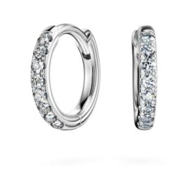 Náušnice Eternity Hoop s diamanty vypěstovanými v laboratoři, 0,1 karátu celkem, kulatý tvar, malé, 14K bílé zlato Náušnice Eternity Hoop s diamanty vypěstovanými v laboratoři, 0,1 karátu celkem, kulatý tvar, malé, 14K bílé zlato