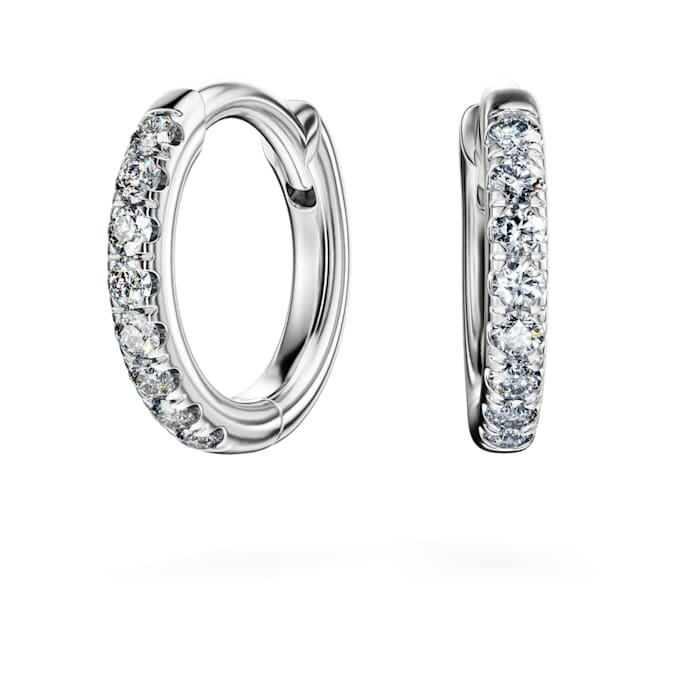 Náušnice Eternity Hoop s diamanty vypěstovanými v laboratoři, 0,1 karátu celkem, kulatý tvar, malé, 14K bílé zlato Náušnice Eternity Hoop s diamanty vypěstovanými v laboratoři, 0,1 karátu celkem, kulatý tvar, malé, 14K bílé zlato