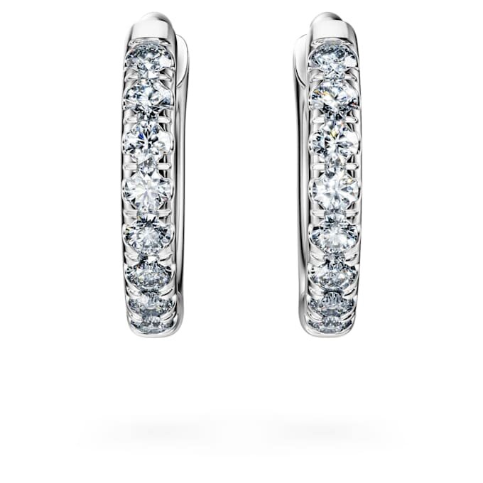 Náušnice Eternity Hoop s diamanty vypěstovanými v laboratoři, 0,1 karátu celkem, kulatý tvar, malé, 14K bílé zlato Náušnice Eternity Hoop s diamanty vypěstovanými v laboratoři, 0,1 karátu celkem, kulatý tvar, malé, 14K bílé zlato
