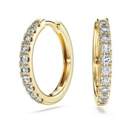 Náušnice Eternity Hoop s diamanty vypěstovanými v laboratoři, celkem 0,5 karátu, kulatý tvar, 14karátové žluté zlato Náušnice Eternity Hoop s diamanty vypěstovanými v laboratoři, celkem 0,5 karátu, kulatý tvar, 14karátové žluté zlato