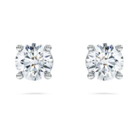 Náušnice Eternity Solitaire s diamanty vypěstovanými v laboratoři, celková hmotnost 1 Ct, kulatý tvar, 14K bílé zlato
