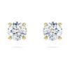 Náušnice Eternity Solitaire s diamanty vypěstovanými v laboratoři, celková hmotnost 1 Ct, kulatý tvar, 14K žluté zlato