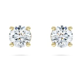 Náušnice Eternity Solitaire s diamanty vypěstovanými v laboratoři, celková hmotnost 1 Ct, kulatý tvar, 14K žluté zlato