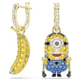 Náušnice Minions Stuart a Banana s pavé, mini, vícebarevné, pozlacené