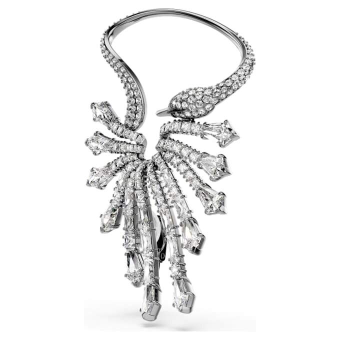 Náušnice z kolekce The Vienna Collection ve tvaru labutě, bílá, pokovená rutheniem Náušnice z kolekce The Vienna Collection ve tvaru labutě, bílá, pokovená rutheniem