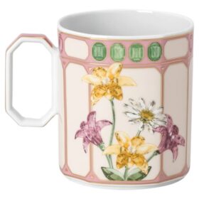 Porcelánový hrnek Idyllia, motiv s křišťálovým potiskem, mucholapka, růžový