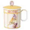 Porcelánový hrnek Idyllia, motiv s krystalovým potiskem, pěnkava, žlutý