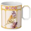 Porcelánový hrnek Idyllia, motiv s krystalovým potiskem, pěnkava, žlutý