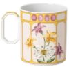 Porcelánový hrnek Idyllia, motiv s krystalovým potiskem, pěnkava, žlutý