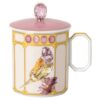 Porcelánový hrnek Idyllia, motiv s krystalovým potiskem, pěnkava, žlutý
