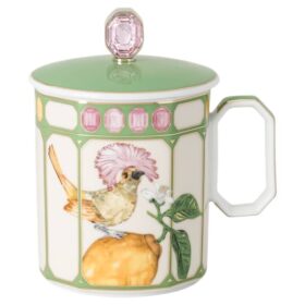 Porcelánový hrnek Idyllia, motiv s krystaly, mucholapka, zelený