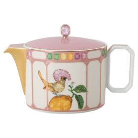 Porcelánová konvice Idyllia, motiv s krystalovým potiskem, pták, vícebarevná