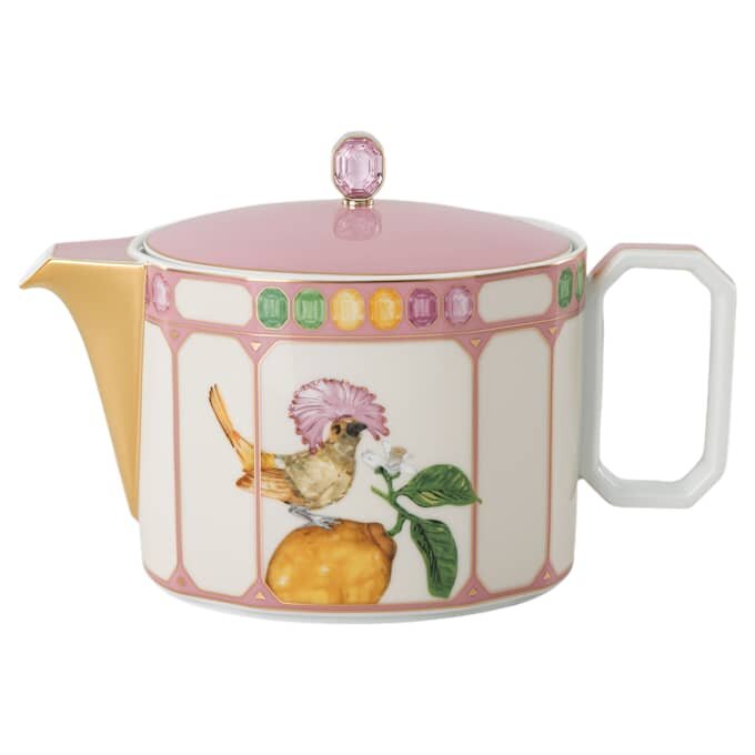 Porcelánová konvice Idyllia, motiv s krystalovým potiskem, pták, vícebarevná Porcelánová konvice Idyllia, motiv s krystalovým potiskem, pták, vícebarevná