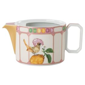 Porcelánová konvice Idyllia, motiv s krystalovým potiskem, pták, vícebarevná