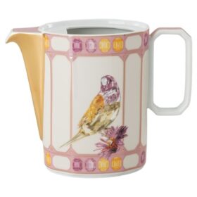 Porcelánová konvice na kávu Idyllia, motiv s krystalovým potiskem, pták, vícebarevná
